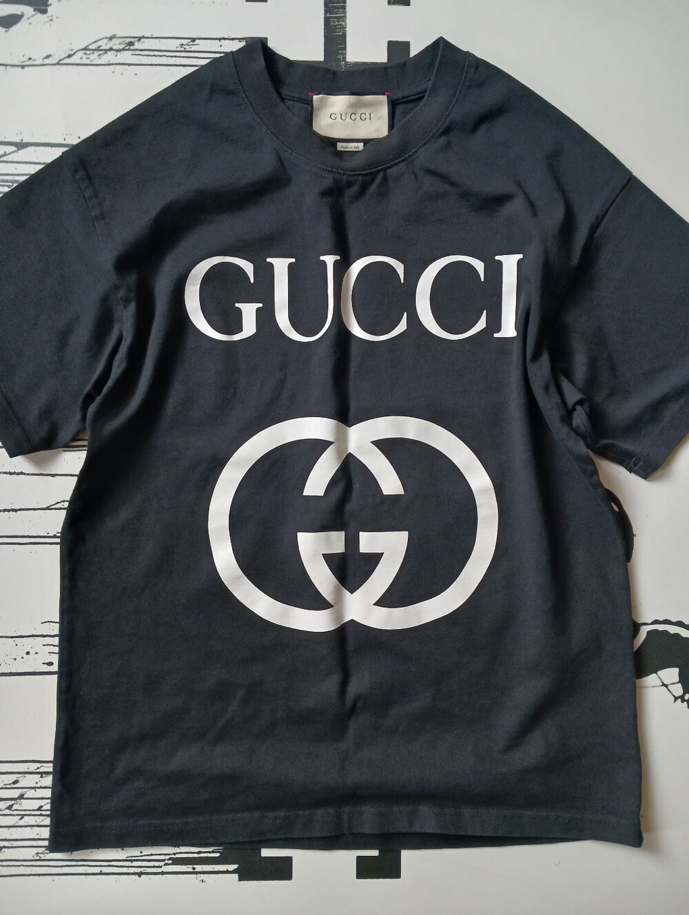 Gucci Interlocking Black Cotton T Shirt Size S